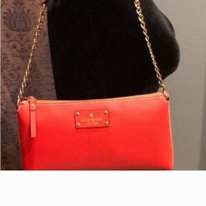Kate Spade Orange Wristlet with Gold Chain